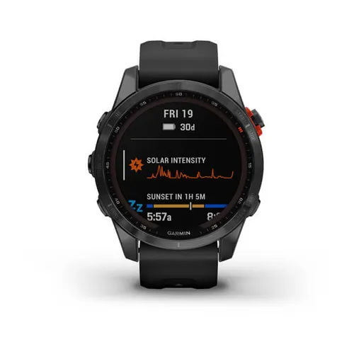 Смарт-часы Garmin FENIX 7S Solar серый с черным силиконовым ремешком (010-02539-13)