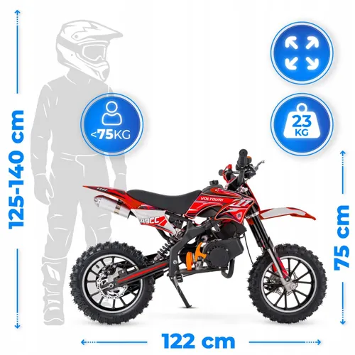 Motor cross spalinowy dla dzieci 49CC swiatła e-start 35km/h motocykl mini