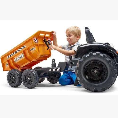 Falk Traktor Case IH Backhoe Pomarańczowy z Przyczepką Ruchoma Łyżka od 3-7 Lat