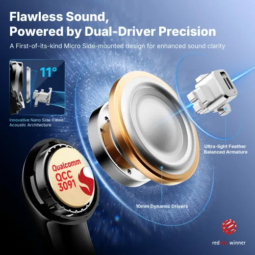 Słuchawki bezprzewodowe Earfun Air Pro 4+ ANC Dokanałowe Bluetooth 6.0 Funkcje AI Czarny