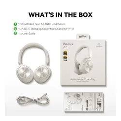 Słuchawki bezprzewodowe Oneodio Focus A6 ANC Nauszne Bluetooth 6.0 Beżowy