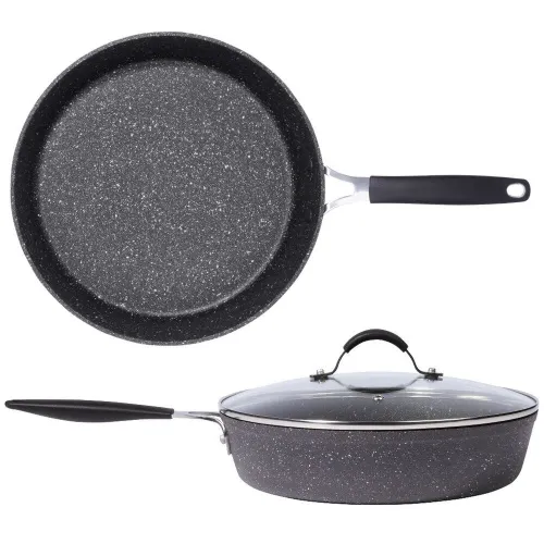 Patelnia granitowa nieprzywierająca z pokrywką STONER 28 cm