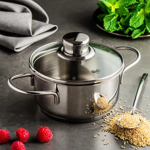 FISSLER Snack Set 1,0 l - garnek ze stali nierdzewnej ze szklaną pokrywką