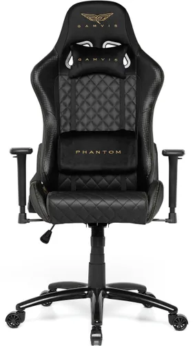 Fotel GAMVIS Phantom Large Pikowany Czarny (złote elementy)