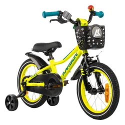 Rower dziecięcy KARBON Jazz 14 cali dla chłopca Limonkowy