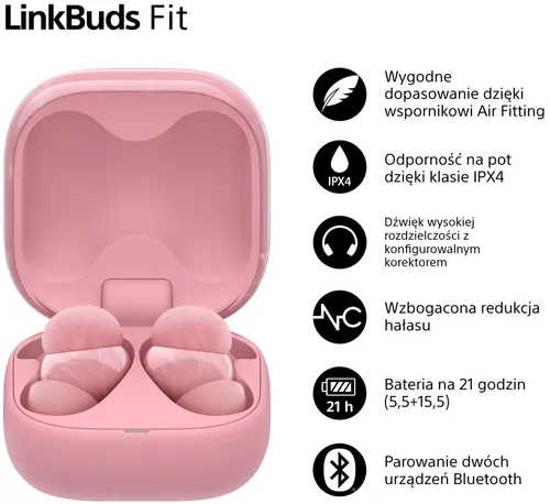 Słuchawki dokanałowe SONY LinkBuds WF-LS910 Różowy