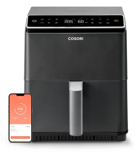 Frytkownica beztłuszczowa Cosori Dual Blaze 1700W 6,4l Aplikacja mobilna Szary