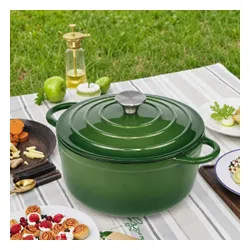 Garnek żeliwny emaliowany 28cm 5.9L ciężki indukcja Zielony KRISBERG