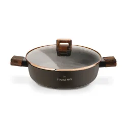 Patelnia na indukcję krótkie uchwyty z pokrywką Starke Pro Starlet Brown 28 x 8 cm
