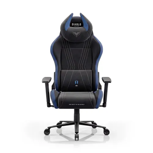 Fotel Diablo Chairs X-Horn 2.0 Normal Size Night Blue Gamingowy do 140kg Tkanina Czarno-Niebieski
