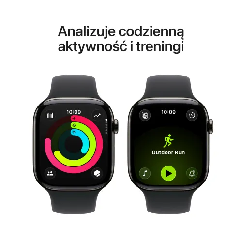 Apple Watch 11 GPS + Cellular 42mm koperta z tytanu (łupek) + pasek sportowy rozmiar M/L (czarny)