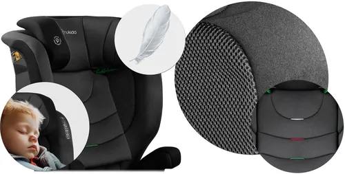 Fotelik samochodowy NUKIDO Louis Soft i-Size 100-150 cm (15-36 kg) Czarno-szary