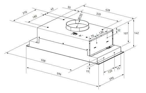 Okap Globalo Saredo 60.1 + turbina TW 1.2 Czarny