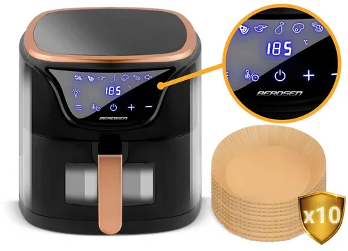 Frytkownica beztłuszczowa Air Fryer BERDSEN BD-652 5l Czarno-złoty