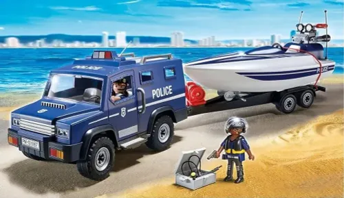 Playmobil 5187 полицейский внедорожник с моторной лодкой