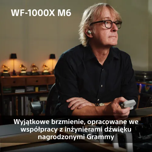 Słuchawki bezprzewodowe Sony WF-1000XM6 ANC Dokanałowe Bluetooth 5.3 Platynowo-srebrny