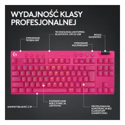 Klawiatura mechaniczna Logitech G Pro X TKL Lightspeed Tactile - GX Brown - różowy