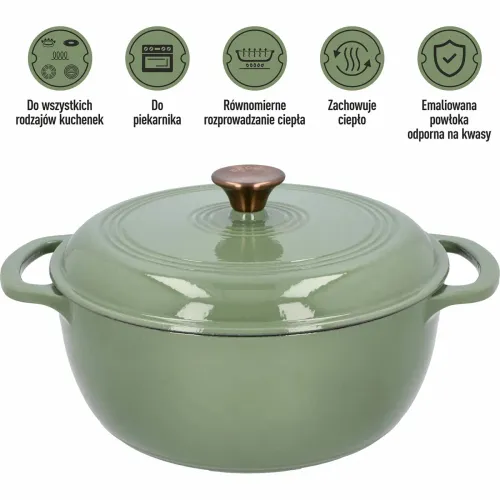 BROWIN Szałwiowy 5,8 l - garnek żeliwny emaliowany