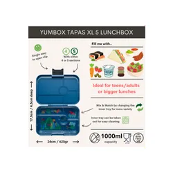 Lunchbox do pracy XL Yumbox Tapas 5 sekcji - Monte Carlo blue / jungle tray