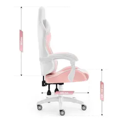 Fotel gamingowy HELL'S CHAIR Rainbow 2.0 Różowo-Biały