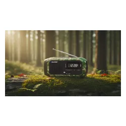 Radioodbiornik Blaupunkt ER20GC SURVIVAL Na korbkę, Solarne, Latarka, Powerbank, Radio FM Zielony