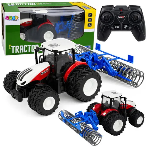 Zdalnie sterowany traktor z wałem rolniczym światła