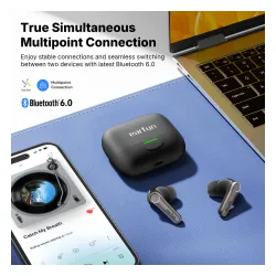 Słuchawki bezprzewodowe Earfun Air Pro 4+ ANC Dokanałowe Bluetooth 6.0 Funkcje AI Czarny