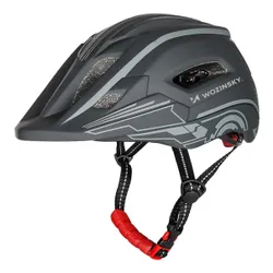 Kask rowerowy WOZINSKY HT-27S Szary Full Face dla Dzieci z odkręcaną szczęką i lampką (rozmiar uniwersalny)