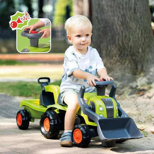Falk Traktorek Jeździk Baby Claas z Koparką Łyżką i Przyczepą