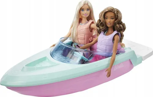 LALKA BARBIE ZESTAW PRZEJAŻDŻKA 2 lalki + samochód jeep + motorówka GXD66