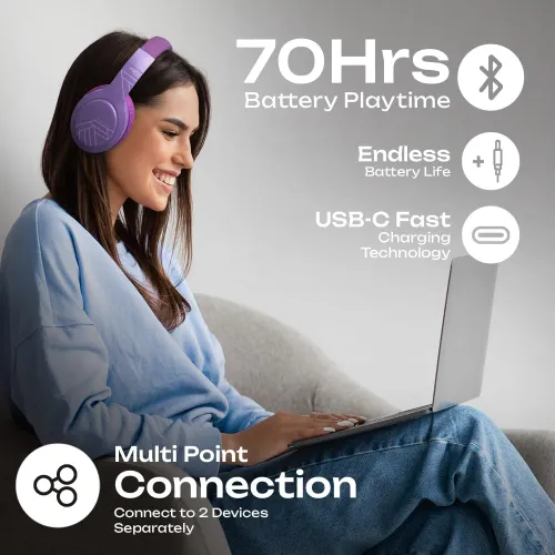 Słuchawki bezprzewodowe PowerLocus P19 Purple Nauszne Bluetooth 5.3 Fioletowy