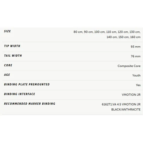 Narty Volkl Peregrine Junior + wiązania vMotion 7.0 130-160 cm 2026