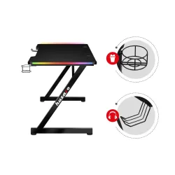 Biurko Huzaro Hero 2.5 RGB LED 120cm Czarny