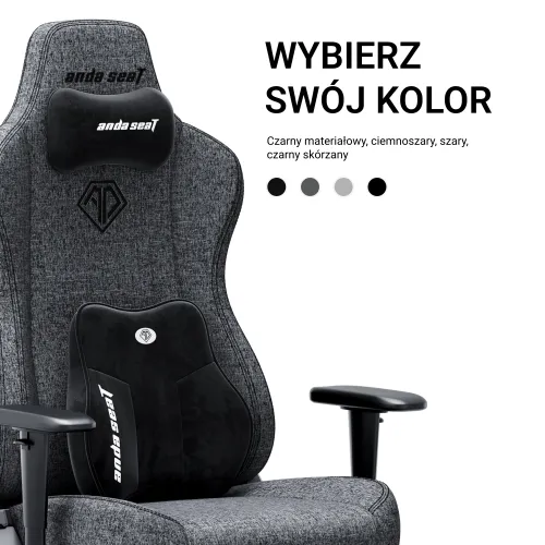Fotel Anda Seat Novis Plus XL Gamingowy do 150kg Tkanina Ciemno szary