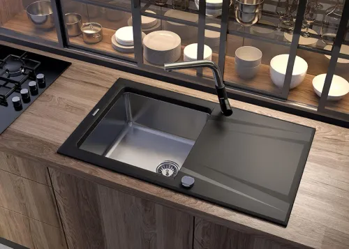 Bateria Deante Silia BQS B730 Stal/Czarny Mosiądz