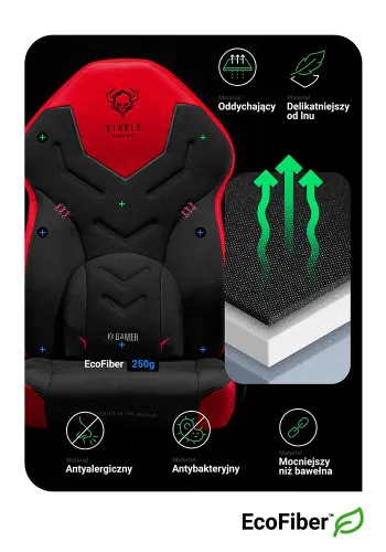 Fotel Diablo Chairs X-Gamer 2.0 Normal Size Gamingowy do 150kg Skóra ECO Tkanina Deep red