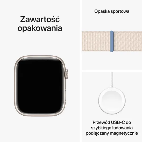 Apple Watch 9 GPS 45 мм алюминиевый лунный светящийся / лунный светящийся спортивный браслет