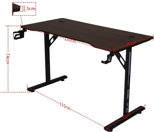 Biurko gamingowe COBRA CR4573BN Brązowy