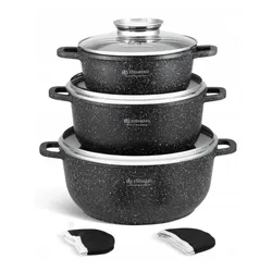 Garnki marmurowe 6el zestaw komplet garnków 8140