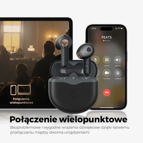 Słuchawki bezprzewodowe Soundpeats Air4 Douszne Bluetooth 5.3 Czarny