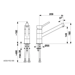 Bateria KFA Armatura Arura Andra 6533-915-81 Czarny Mosiądz