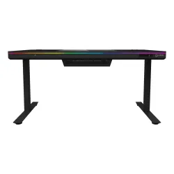 Biurko Lorgar Desk Elite 90 Series DE90G Blat Szklany140cm Regulacja wysokości Czarny
