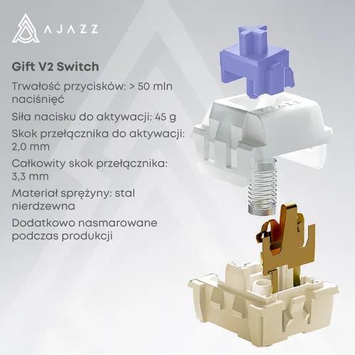 Klawiatura mechaniczna Ajazz AK980 V2 Gift Switch V2 Biało-Fioletowy