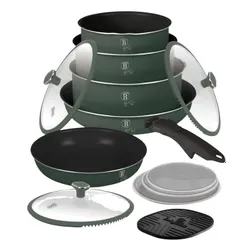 Zestaw patelni i garnków BERLINGER HAUS Matte Green Collection BH-8423 (13 elementów)