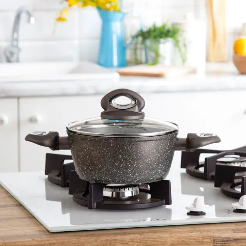 Garnek aluminiowy z pokrywką VALDINOX ROCK SZARY 1,8 l