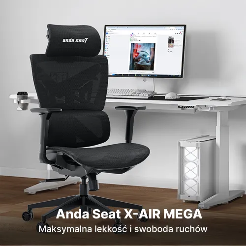 Fotel Anda Seat X-Air Mega XL Mesh Gamingowy do 120kg Tkanina Czarny