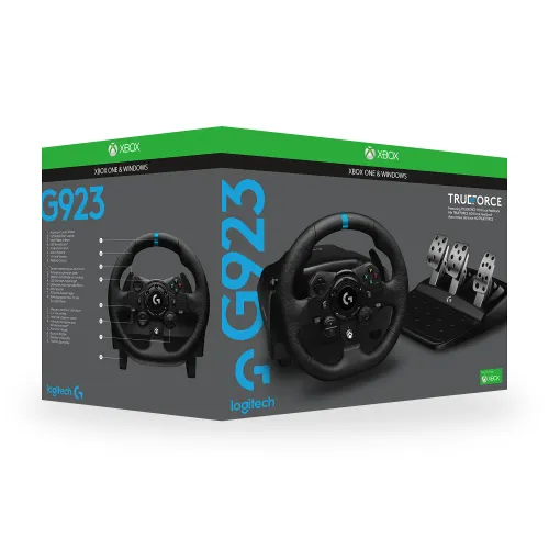 Kierownica Logitech G923 z pedałami do Xbox Series X/S, Xbox One, PC Force Feedback + szkynia biegów Driving Force Shifter