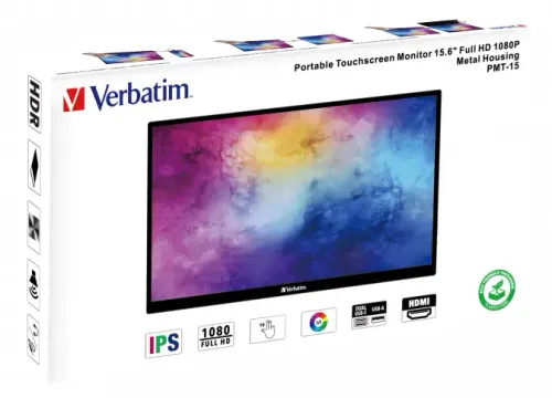 Monitor Verbatim PMT-15 49592 15,6" Full HD IPS 60Hz 6ms Przenośny Dotykowy