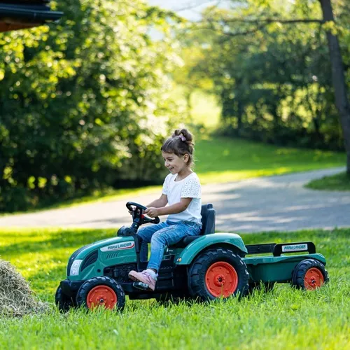 Falk Traktor Lander Zielony Na Pedały Z Przyczepką Od 3-7 Lat