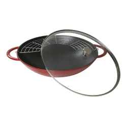 STAUB Cast 37 cm - patelnia / wok żeliwny z pokrywką
